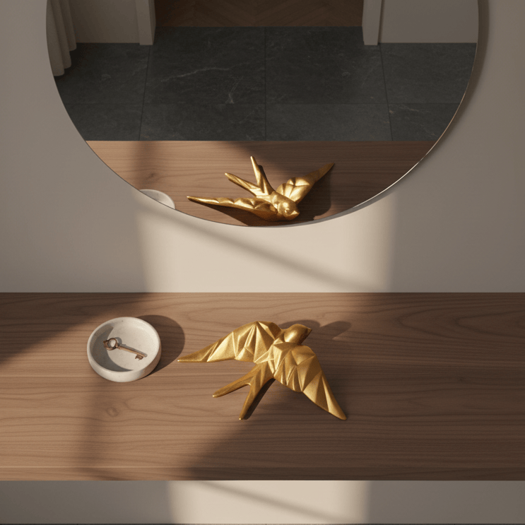 Ceramic Swallow Origami Style - Gold