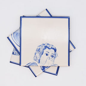 Ceramic tile Mural of 3 Azulejos 18x6'' - 4 patterns Mouth covered