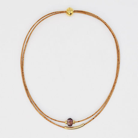 Collier en liège et perle - Rose