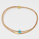 Collier en liège et perle - Turquoise