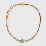 Collier en liège et perle - Turquoise