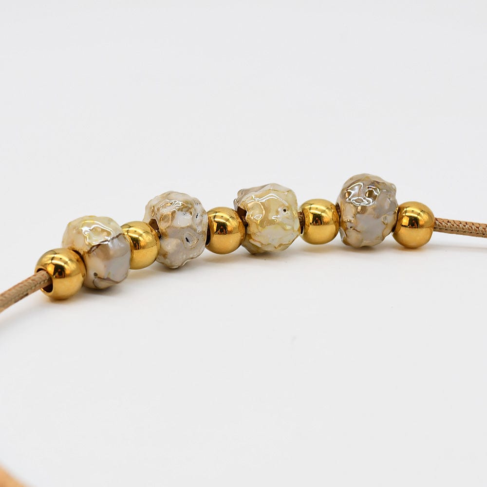 Collier en liège et perles - Gris