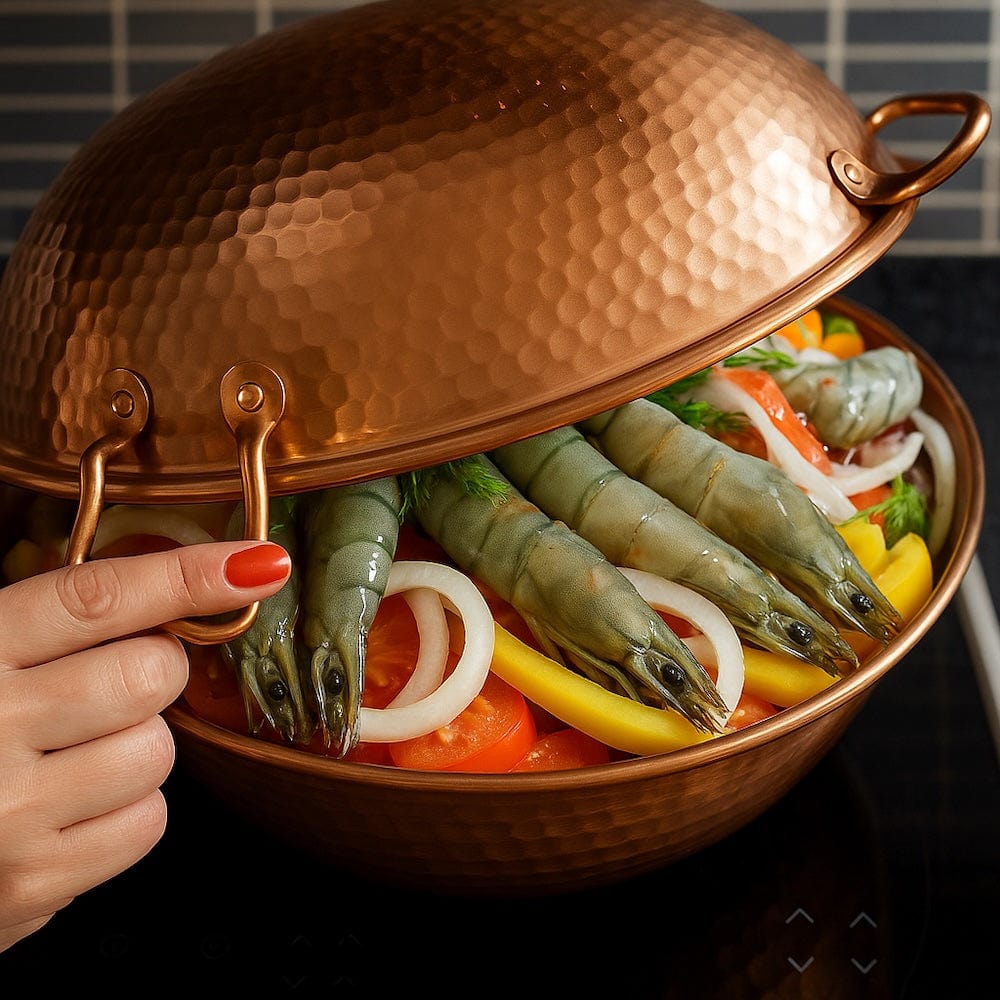 Copper Cataplana pan 14.2'' - 8/10 servings