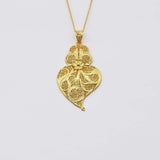Coração de Viana I Gold-plated Filigree Pendant 0.3 oz - 2.4''