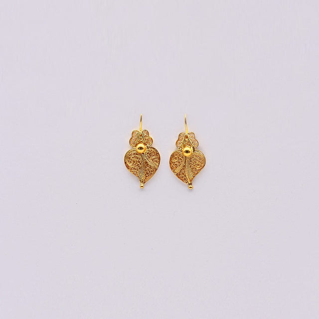 Coração de Viana I Gold-plated Silver Filigree Earrings 0.1 oz - 1.0''