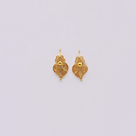 Coração de Viana I Gold-plated Silver Filigree Earrings 0.1 oz - 1.0''