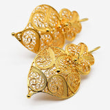 Corãçao de Viana I Gold-plated Silver Filigree Earrings 0.1 oz - 1.4''