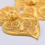 Coração de Viana I Gold-plated Silver Filigree Earrings 0.5 oz - 2.6''