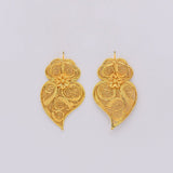 Coração de Viana I Gold-plated Silver Filigree Earrings 0.5 oz - 2.6''