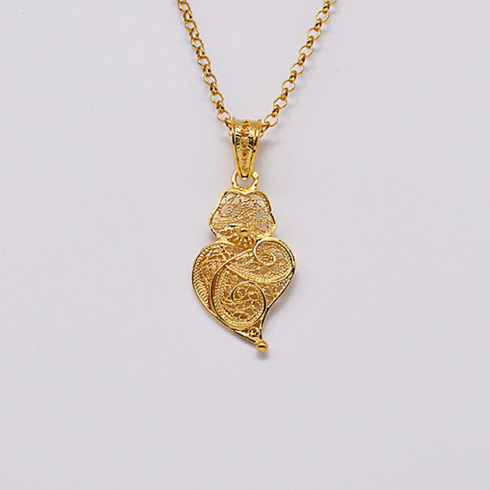 Coração de Viana I Gold-plated Silver Filigree Pendant 0.2 oz - 1.2''