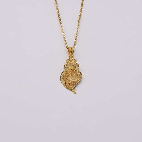 Coração de Viana I Gold-plated Silver Filigree Pendant 0.2 oz - 1.4''