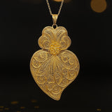 Coração de Viana I Gold-plated Silver Filigree Pendant 1.2 oz - 4.3''