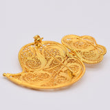 Coração de Viana I Gold-plated Silver Filigree Pin 0.4 oz - 2.4"