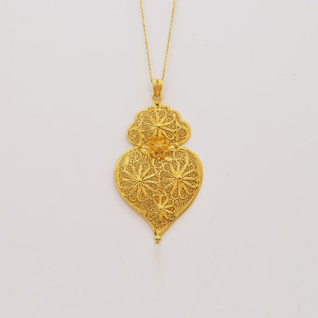 Coração de Viana I Pendentif en argent doré - 8cm