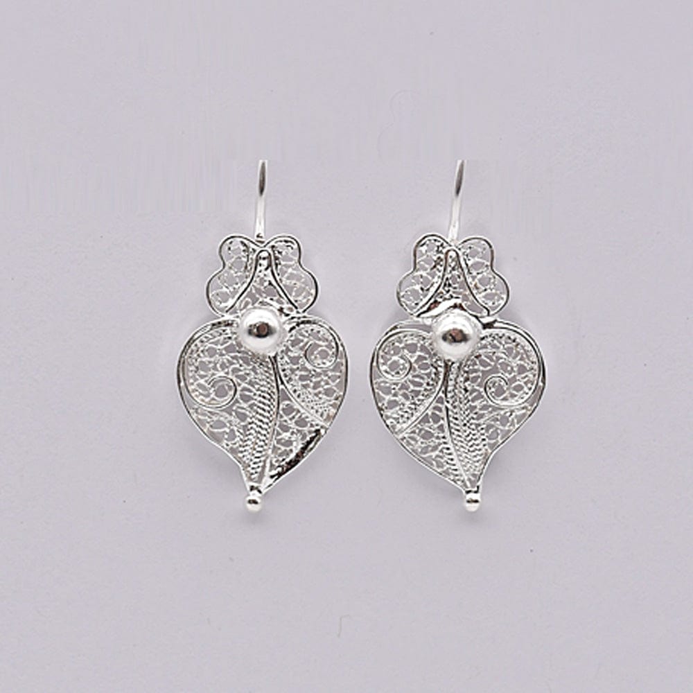 Coração de Viana I Silver Filigree Earrings 0.1 oz - 1.0''
