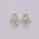 Coração de Viana I Silver Filigree Earrings 0.1 oz - 1.0''