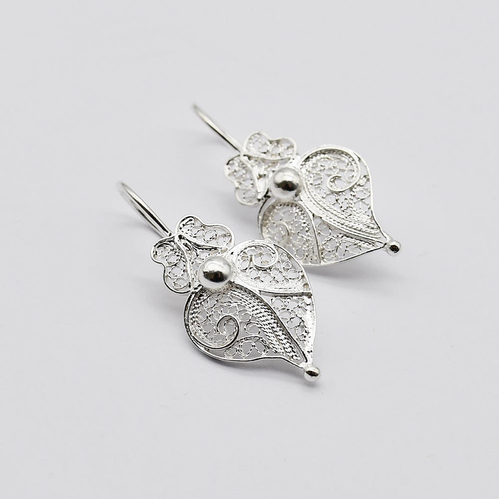 Coração de Viana I Silver Filigree Earrings 0.1 oz - 1.0''