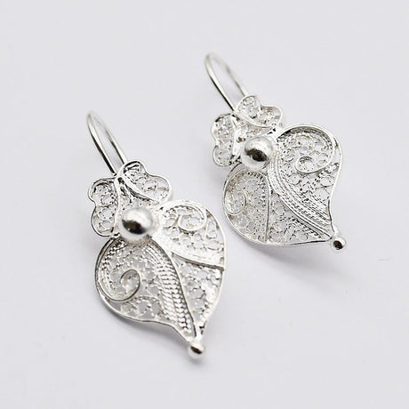 Coração de Viana I Silver Filigree Earrings 0.1 oz - 1.0''