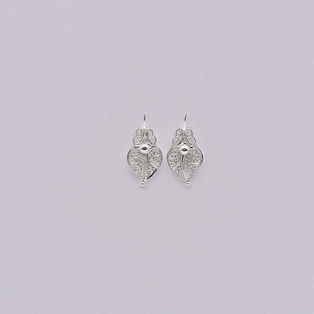 Coração de Viana I Silver Filigree Earrings 0.1 oz - 1.0''