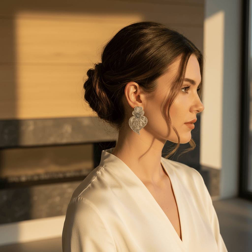 Coração de Viana I Silver Filigree Earrings 0.1 oz - 2.6"