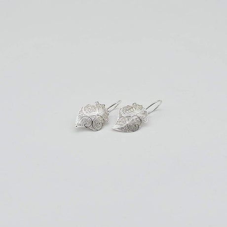 Coração de Viana I Silver Filigree Earrings 0.2 oz - 0.8''