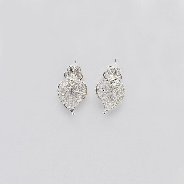 Coração de Viana I Silver Filigree Earrings 0.2 oz - 1,4"