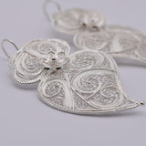 Coração de Viana I Silver Filigree Earrings 0.8 oz - 2.6'