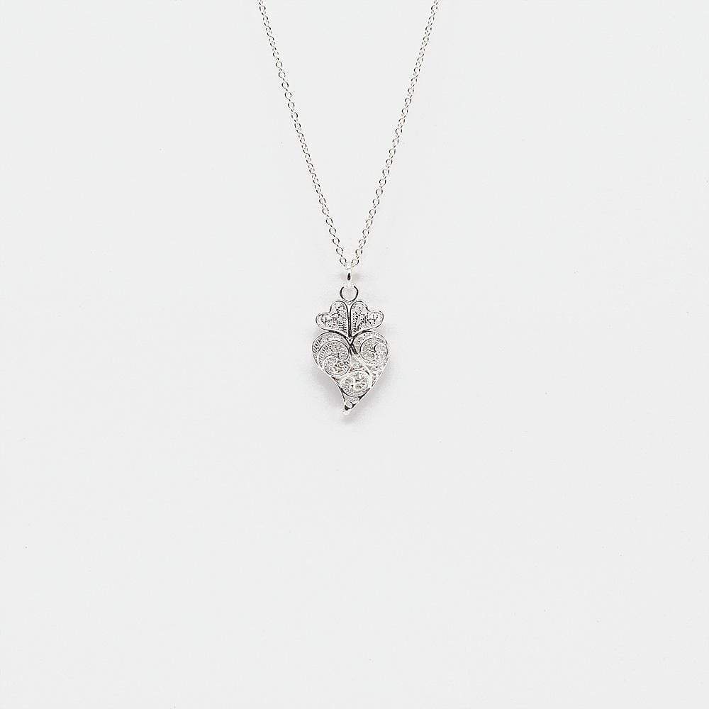 Coração de Viana I Silver Filigree Necklace 0.1 oz - 1.0''