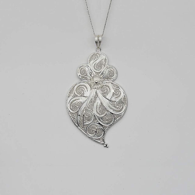 Coração de Viana I Silver Filigree Pendant 0.7 oz - 3.5''