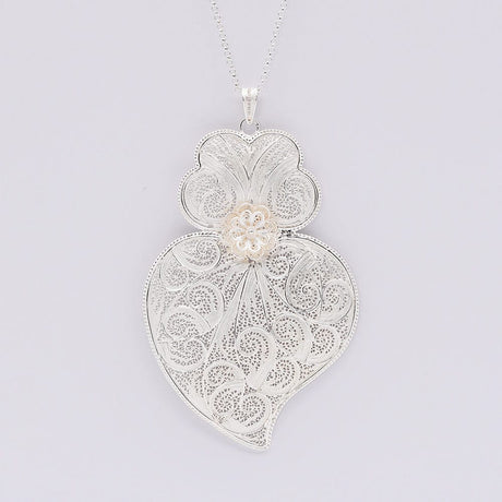 Coração de Viana I Silver Filigree Pendant 1.2 oz - 4.3"