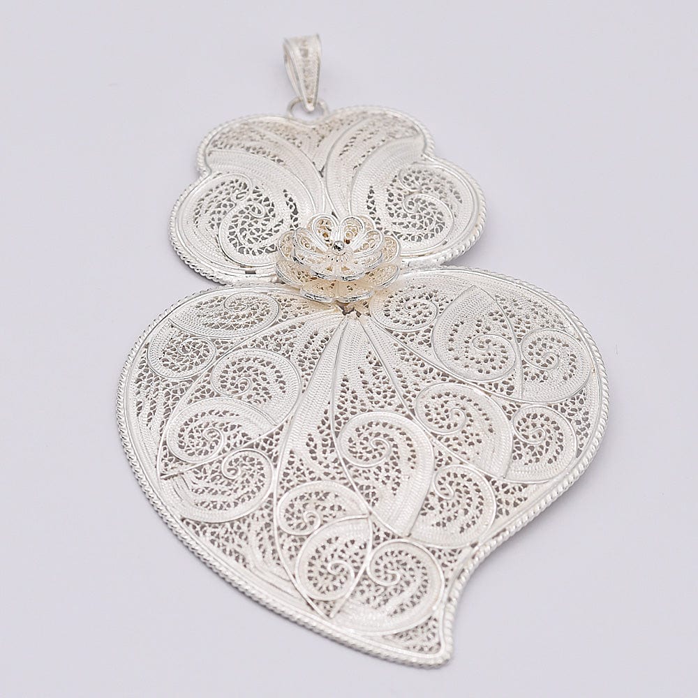 Coração de Viana I Silver Filigree Pendant 1.2 oz - 4.3"