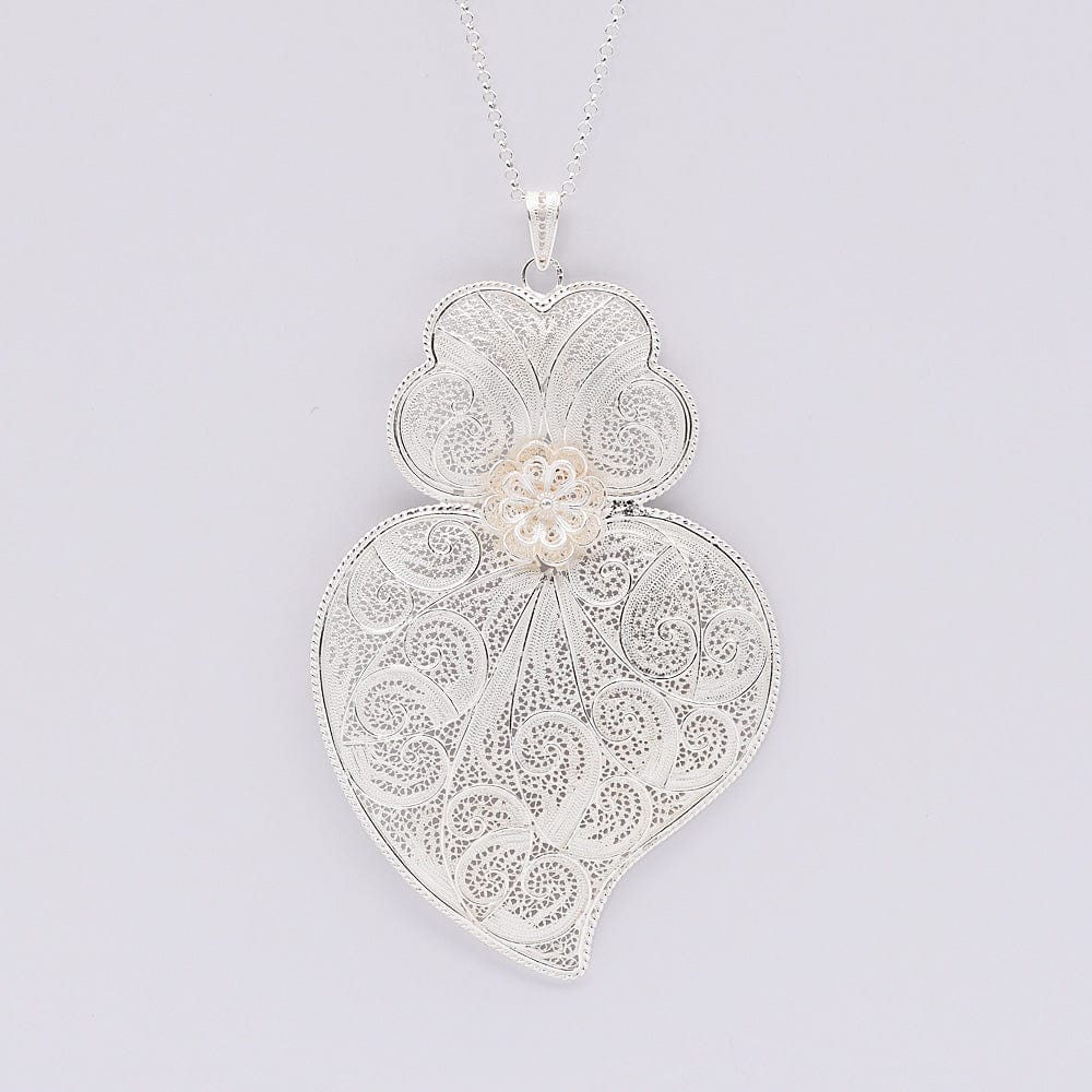 Coração de Viana I Silver Filigree Pendant 1.2 oz - 4.3"