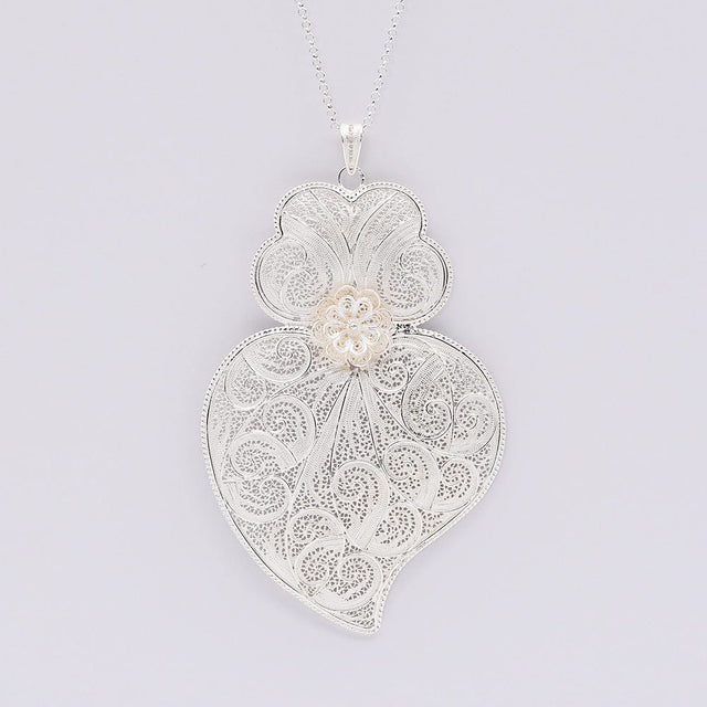 Coração de Viana I Silver Filigree Pendant 1.2 oz - 4.3"