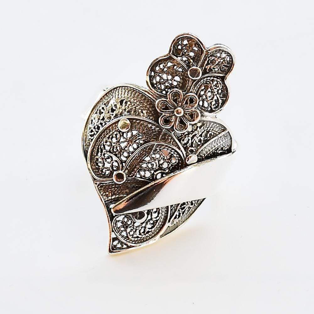 Coração de Viana I Silver Filigree Ring 1.5 oz Oxidized silver