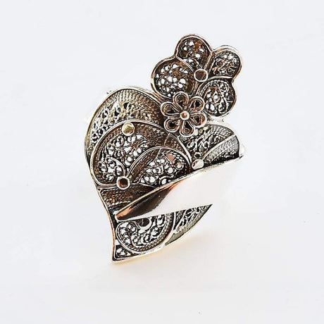 Coração de Viana I Silver Filigree Ring 1.5 oz Oxidized silver
