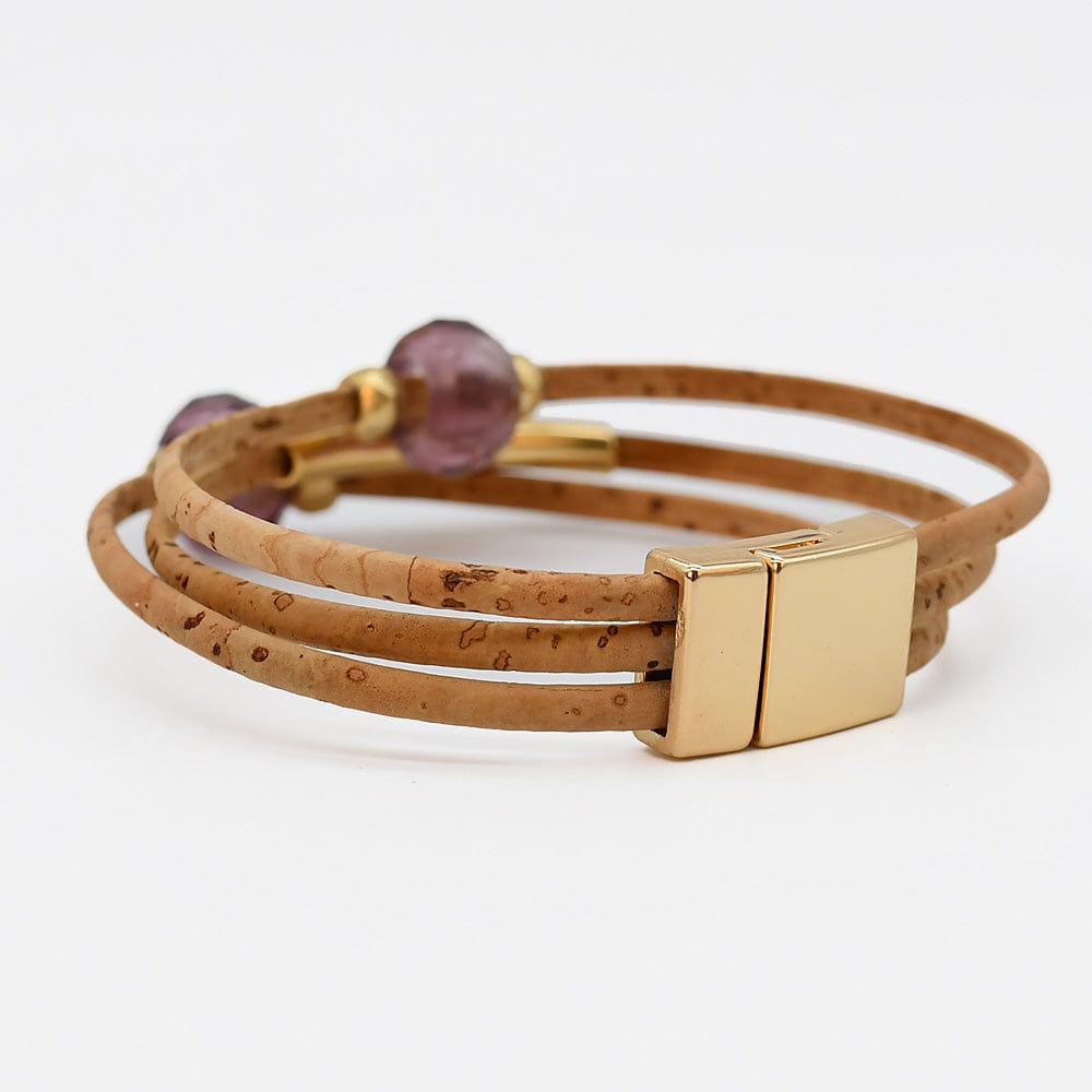 Cork Bracelet with Beads - Pink