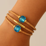 Cork Bracelet with Beads - Turquoise