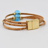 Cork Bracelet with Beads - Turquoise