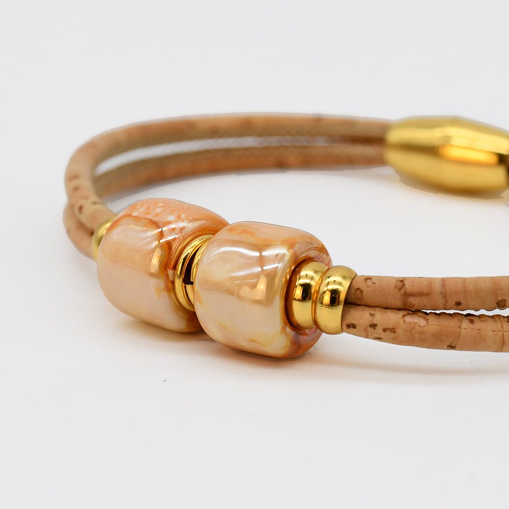 Cork Bracelet with honey-tone Beads