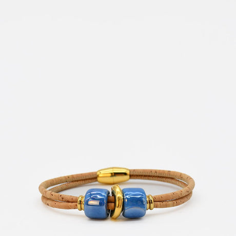 Cork bracelet with turquoise beads