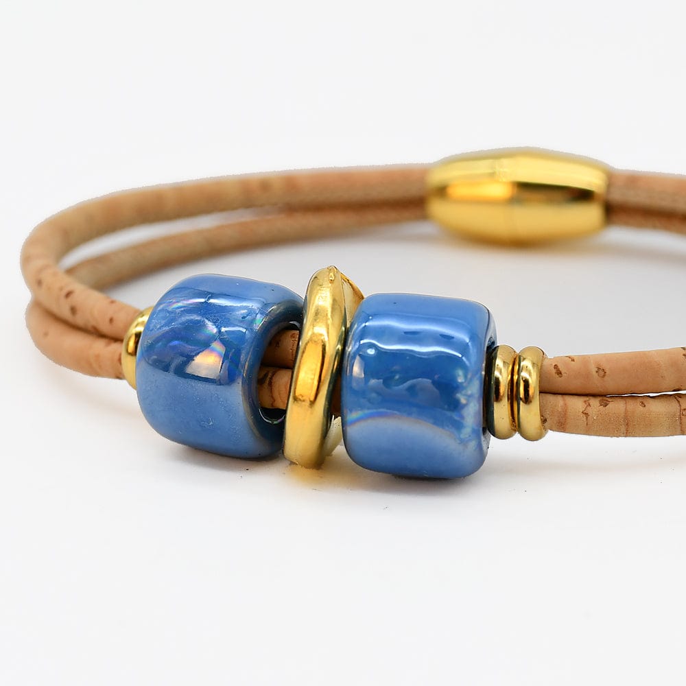 Cork bracelet with turquoise beads