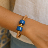 Cork bracelet with turquoise beads