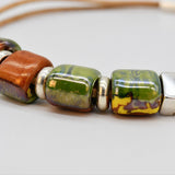 Cork Necklace with 4 Beads - Green