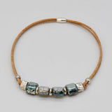 Cork Necklace with 4 Beads - Grey