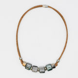 Cork Necklace with 4 Beads - Grey