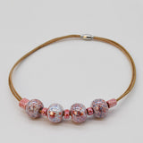 Cork Necklace with 4 Beads - Pink