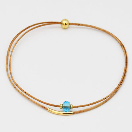 Cork Necklace with Bead - Turquoise