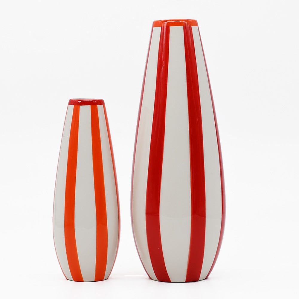 Costa nova I Striped Ceramic Vase - Red