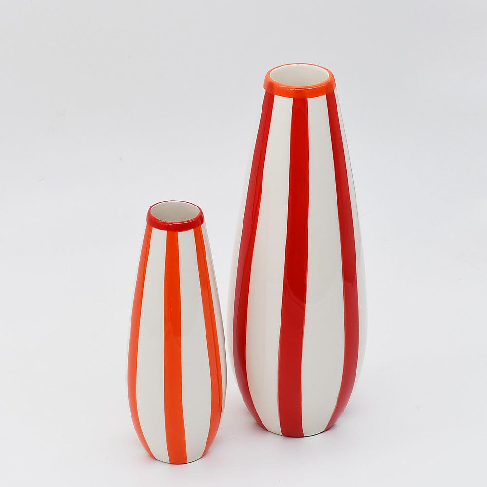 Costa nova I Striped Ceramic Vase - Red
