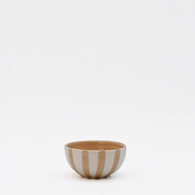 Costa Nova Mar I Striped Ceramic Bowl 3.2'' - Mocha